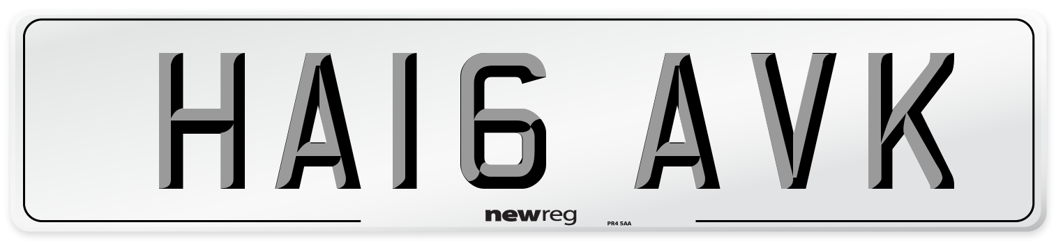HA16 AVK Number Plate from New Reg
